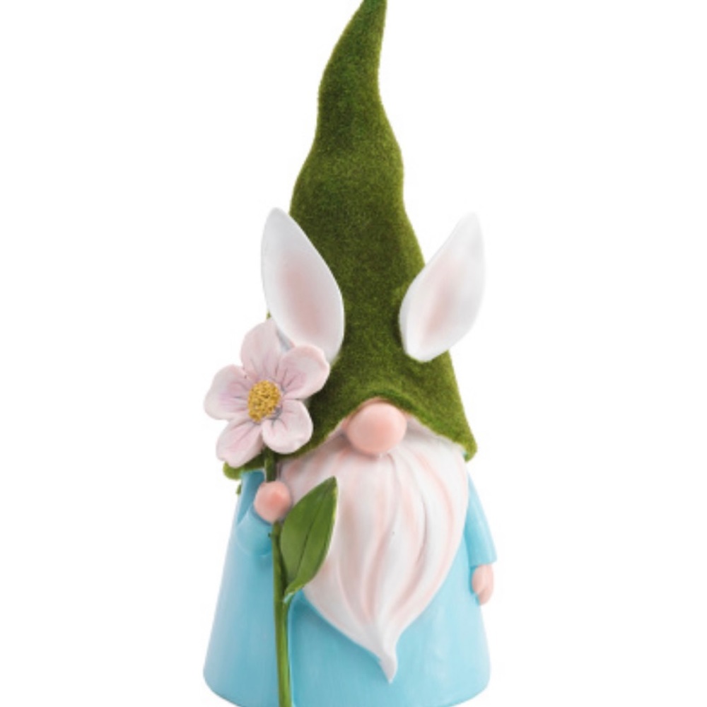 Brand New 15 inch Resin Gnome with Easter Lily